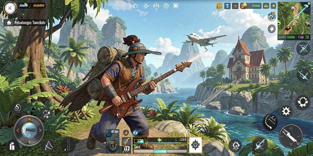 Screenshot gameplay AGAM69 menampilkan eksplorasi dunia terbuka yang luas.