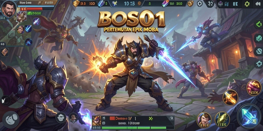 Screenshot dari gameplay epik BOS01 dengan pertempuran seru.
