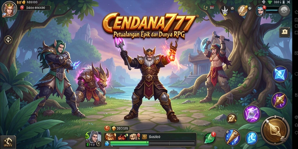Tampilan gameplay CENDANA777 dengan pertarungan seru dan karakter unik.