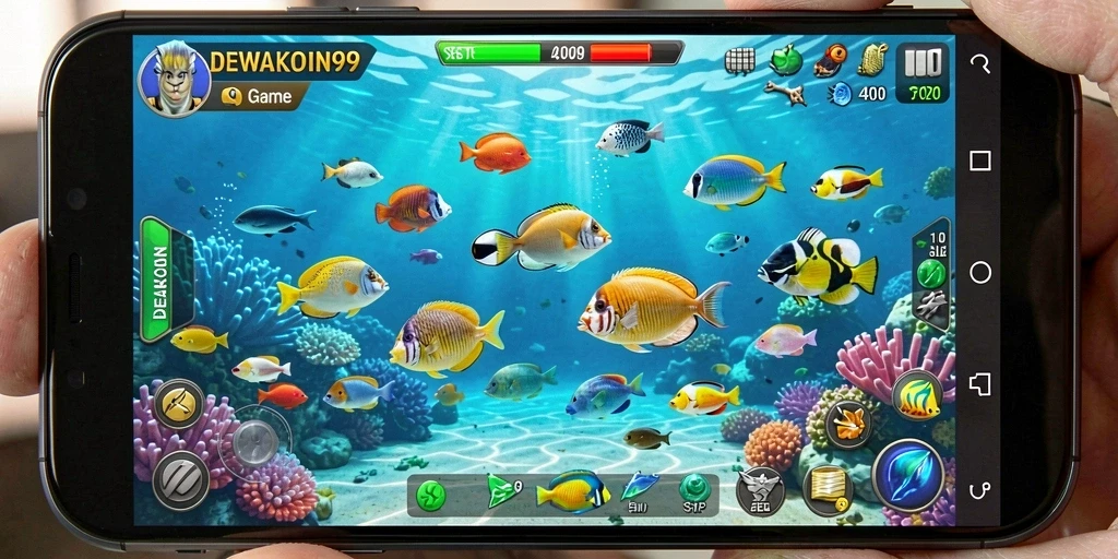 Tampilan gameplay seru menembak ikan di DEWAKOIN99.