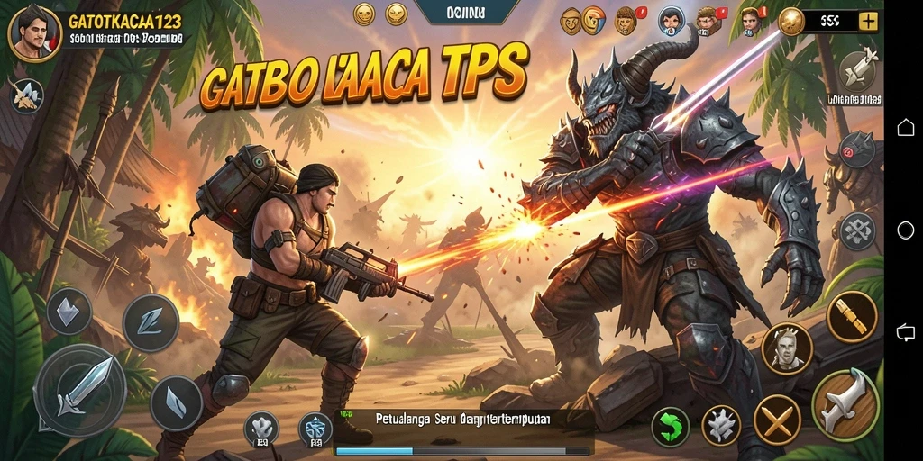 Tampilan gameplay seru dari GATOTKACA123 dalam mode TPS.