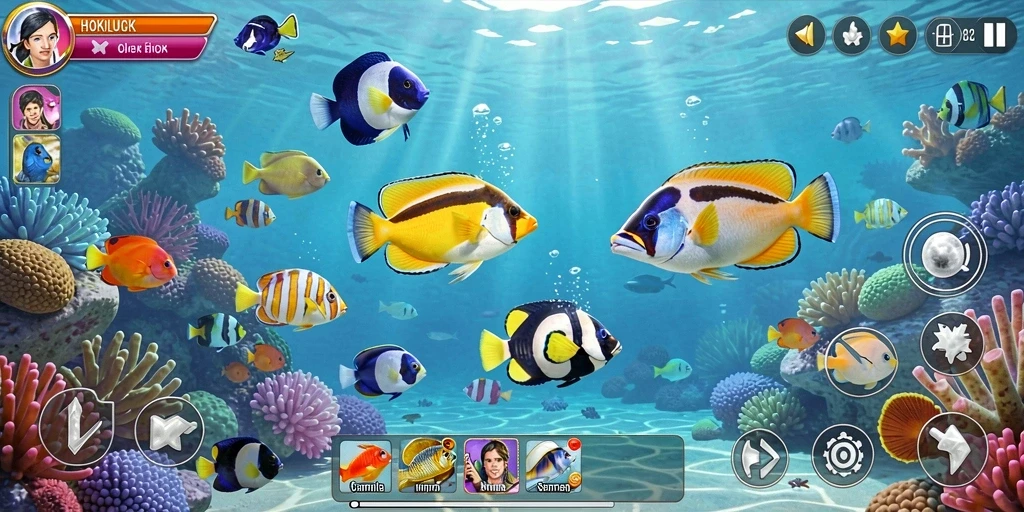 Tampilan seru gameplay HOKILUCK saat menangkap ikan.