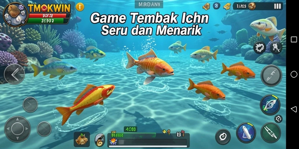 Gameplay TMOKWIN dengan ikan yang beragam dan seru.