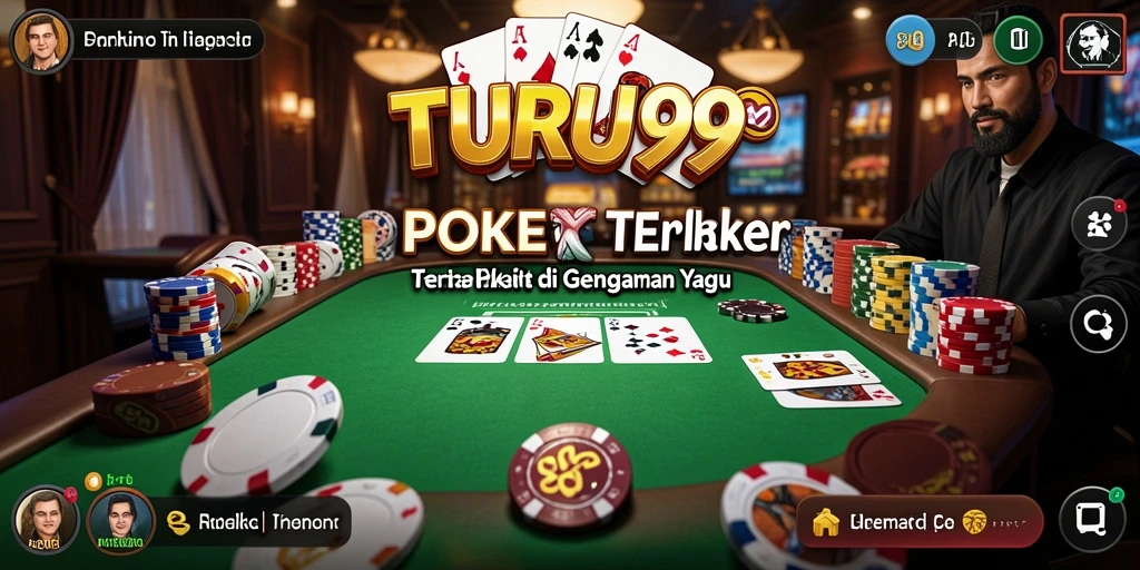 Tampilan gameplay Poker yang mendebarkan dan interaktif di TURU99.