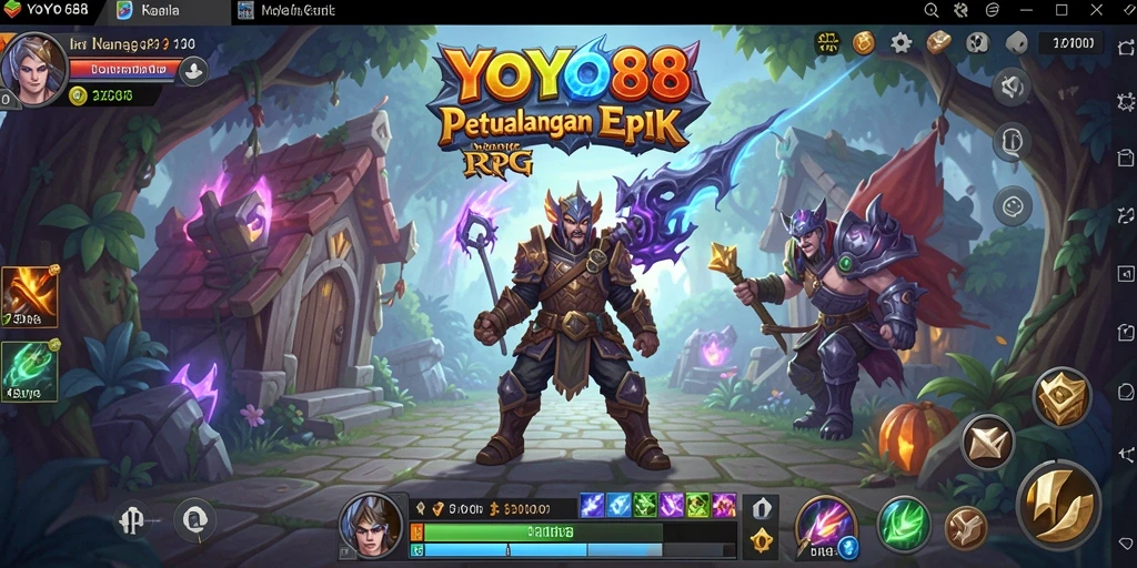 Screenshot utama YOYO88 menampilkan aksi pertempuran epik dalam RPG.